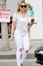 HILARY DUFF in White Jeans Out and About in Studio City