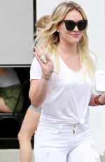 HILARY DUFF in White Jeans Out and About in Studio City
