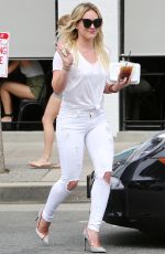 HILARY DUFF in White Jeans Out and About in Studio City