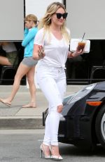 HILARY DUFF in White Jeans Out and About in Studio City