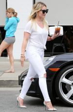 HILARY DUFF in White Jeans Out and About in Studio City