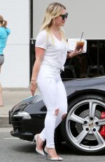 HILARY DUFF in White Jeans Out and About in Studio City