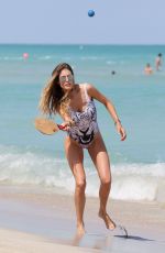 DOUTZEN KROES in Swimsuit at a Beach in Miami