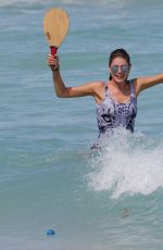 DOUTZEN KROES in Swimsuit at a Beach in Miami
