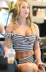 JENNIFER NICOLE LEE in Crop Top and Shorts Out Shopping in Miami