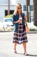 JESSICA ALBA in Long Plaid Skirt Out in Santa Monica