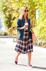 JESSICA ALBA in Long Plaid Skirt Out in Santa Monica