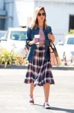 JESSICA ALBA in Long Plaid Skirt Out in Santa Monica
