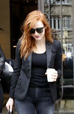 JESSICA CHASTAIN Leaves Royal Monceau Hotel in Paris