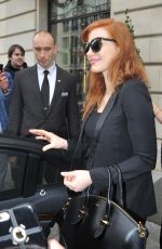 JESSICA CHASTAIN Leaves Royal Monceau Hotel in Paris