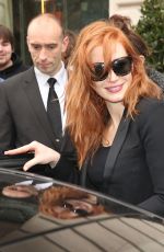 JESSICA CHASTAIN Leaves Royal Monceau Hotel in Paris