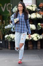 JORDANA BREWSTER in Ripped jeans at Whole Foods in Brentwood
