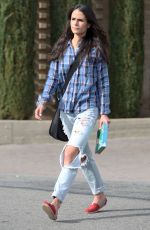 JORDANA BREWSTER in Ripped jeans at Whole Foods in Brentwood