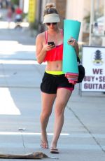 KALEY CUOCO in Shorts and Tank Top Leves Yoga Class in Sherman Oaks