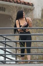 KYLIE JENNER in Cutout Swimsuit on the Set of a Photoshoot in Hollywood
