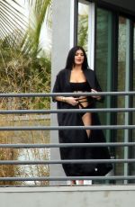 KYLIE JENNER in Cutout Swimsuit on the Set of a Photoshoot in Hollywood
