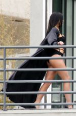 KYLIE JENNER in Cutout Swimsuit on the Set of a Photoshoot in Hollywood