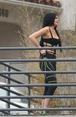 KYLIE JENNER in Cutout Swimsuit on the Set of a Photoshoot in Hollywood