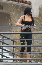 KYLIE JENNER in Cutout Swimsuit on the Set of a Photoshoot in Hollywood