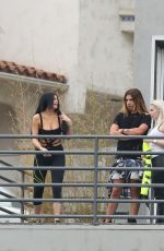 KYLIE JENNER in Cutout Swimsuit on the Set of a Photoshoot in Hollywood