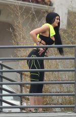 KYLIE JENNER in Cutout Swimsuit on the Set of a Photoshoot in Hollywood