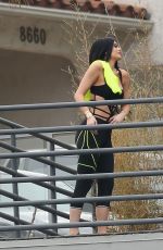 KYLIE JENNER in Cutout Swimsuit on the Set of a Photoshoot in Hollywood