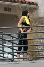 KYLIE JENNER in Cutout Swimsuit on the Set of a Photoshoot in Hollywood