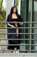KYLIE JENNER in Cutout Swimsuit on the Set of a Photoshoot in Hollywood