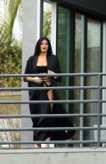 KYLIE JENNER in Cutout Swimsuit on the Set of a Photoshoot in Hollywood