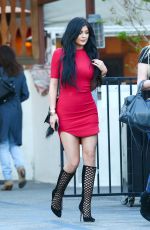 KYLIE JENNER in Tight Mini Dress Out in Calabasas