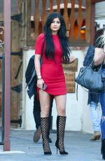 KYLIE JENNER in Tight Mini Dress Out in Calabasas