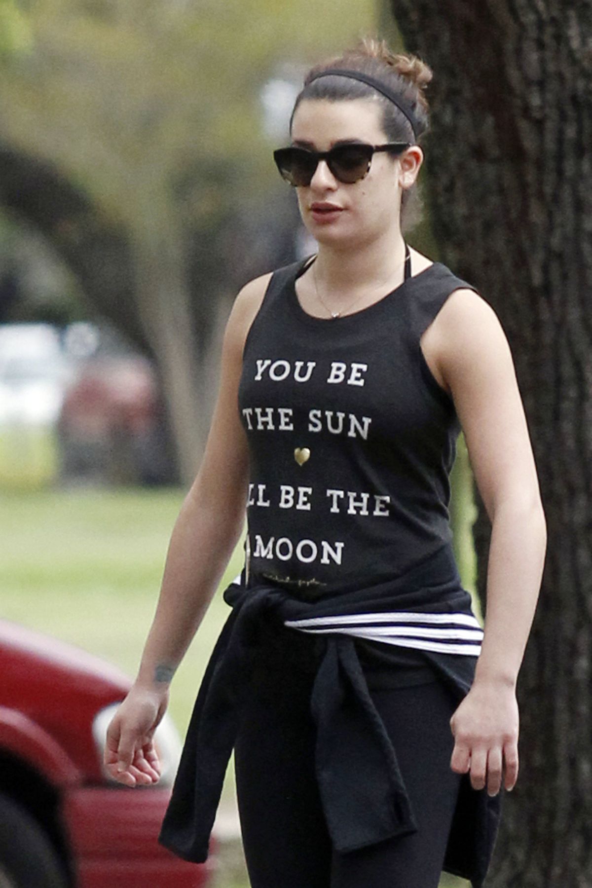 LEA MICHELE Out for Walk and Lunch in New Orleans LEA MICHELE Out for Walk and Lunch in New Orleans