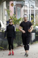 LEA MICHELE Out for Walk and Lunch in New Orleans
