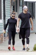 LEA MICHELE Out for Walk and Lunch in New Orleans