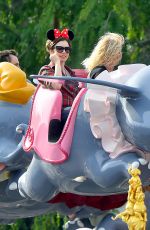 LILY COLLINS Celebrates Her 26th Birthday at Disneyland