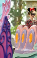 LILY COLLINS Celebrates Her 26th Birthday at Disneyland