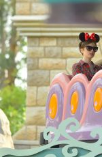 LILY COLLINS Celebrates Her 26th Birthday at Disneyland