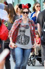 LILY COLLINS Celebrates Her 26th Birthday at Disneyland