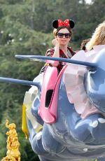 LILY COLLINS Celebrates Her 26th Birthday at Disneyland