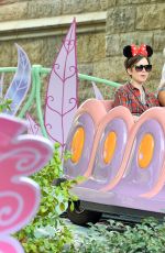 LILY COLLINS Celebrates Her 26th Birthday at Disneyland