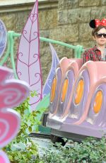 LILY COLLINS Celebrates Her 26th Birthday at Disneyland
