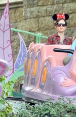 LILY COLLINS Celebrates Her 26th Birthday at Disneyland