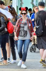 LILY COLLINS Celebrates Her 26th Birthday at Disneyland