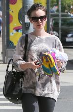 LILY COLLINS in Leggings Leaves a Gym in Eest Hollywood 1703