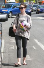 LILY COLLINS in Leggings Leaves a Gym in Eest Hollywood 1703