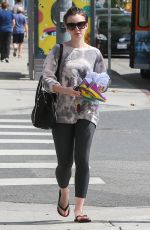 LILY COLLINS in Leggings Leaves a Gym in Eest Hollywood 1703