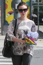LILY COLLINS in Leggings Leaves a Gym in Eest Hollywood 1703