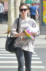 LILY COLLINS in Leggings Leaves a Gym in Eest Hollywood 1703