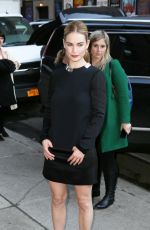 LILY JAMES Arrives at Late Show with David Letterman in New York