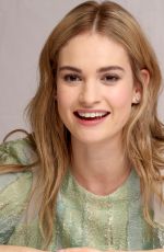LILY JAMES at Cinderella Press Conference in Beverly Hills